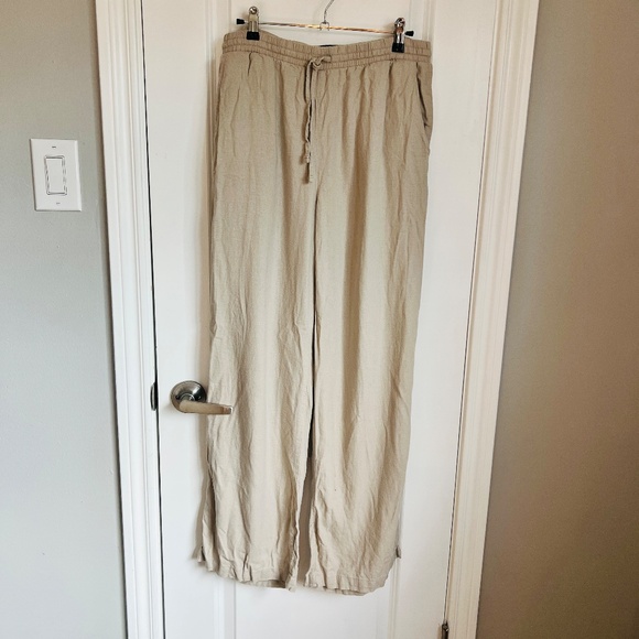 Set of Gap Linen Blend Pants and Short Set Pull on Size Medium Black Tan - Picture 2 of 11